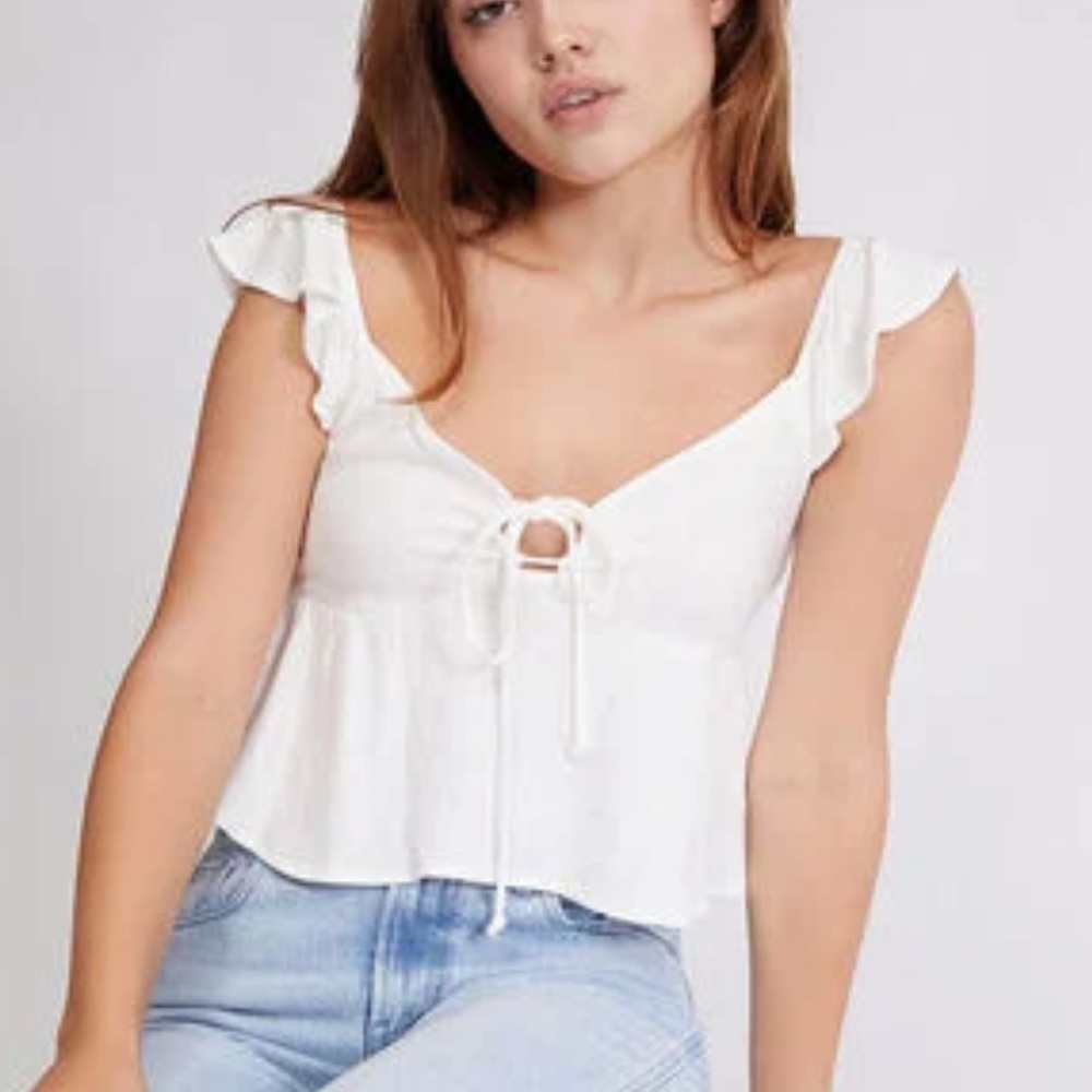 Pacsun L.A. Hearts Crop Ruffle Sleeve Tank Top